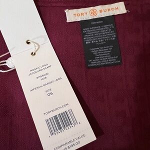 Tory Burch Mosaic logo Jacquard Scarf In Garnet Made In France 80 In*26 …